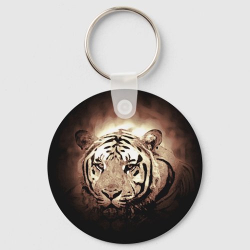 Sepia Color Tiger Wild Big Cat Keychain