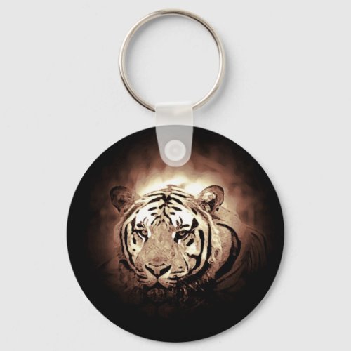 Sepia Color Tiger Wild Big Cat Keychain