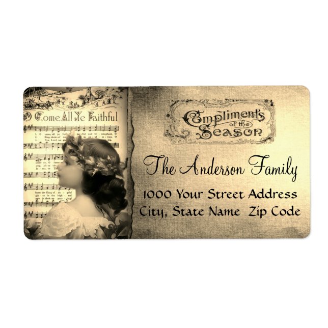 Sepia Compliments Of the Season Address Label (Front)