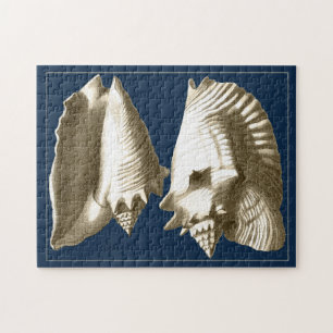 Sepia Conch Seashells Jigsaw Puzzle