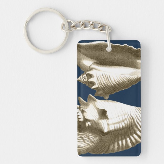 Sepia Conch Seashells Keychain (Front)