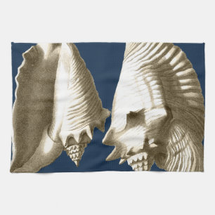Sepia Conch Seashells Kitchen Towel