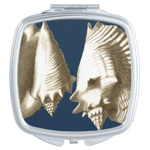 Sepia Conch Seashells Makeup Mirror