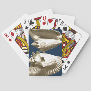 Sepia Conch Seashells Poker Cards