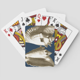 Sepia Conch Seashells Poker Cards