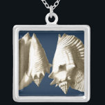 Sepia Conch Seashells Silver Plated Necklace<br><div class="desc">You can hear the ocean from these Conch seashell loud and clear! If you are stressed out,  picture yourself on the warm sandy beach. These Conch seashell are a great piece of art with a navy background to make the image stand out to be sharper.</div>