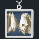 Sepia Conch Seashells Silver Plated Necklace<br><div class="desc">You can hear the ocean from these Conch seashell loud and clear! If you are stressed out,  picture yourself on the warm sandy beach. These Conch seashell are a great piece of art with a navy background to make the image stand out to be sharper.</div>