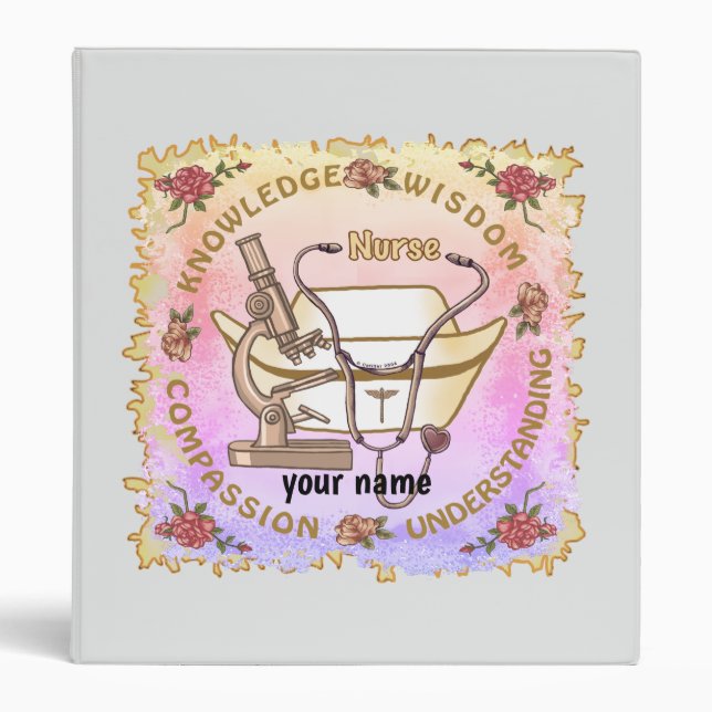 Sepia cool nurse  3 ring binder (Front)