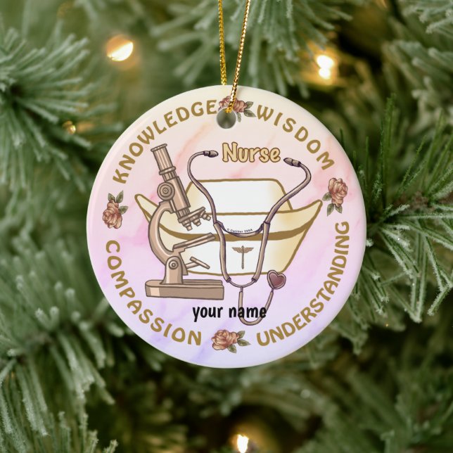 Sepia cool nurse  ceramic ornament (Tree)