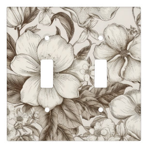 Sepia Cottagecore Floral Garden Cream Vintage Light Switch Cover