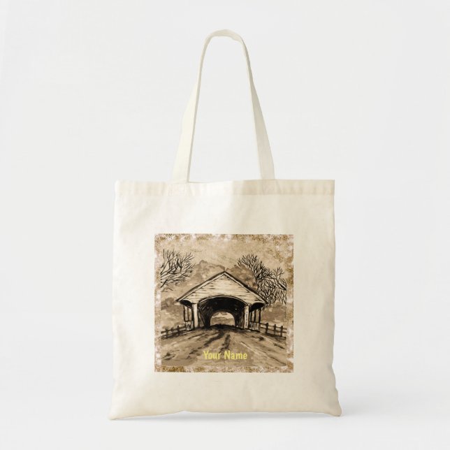 Sepia Covered Bridge tote bag (Front)