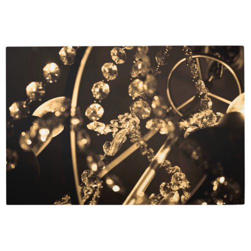 Sepia Crystal Chandelier Metal Wall Art