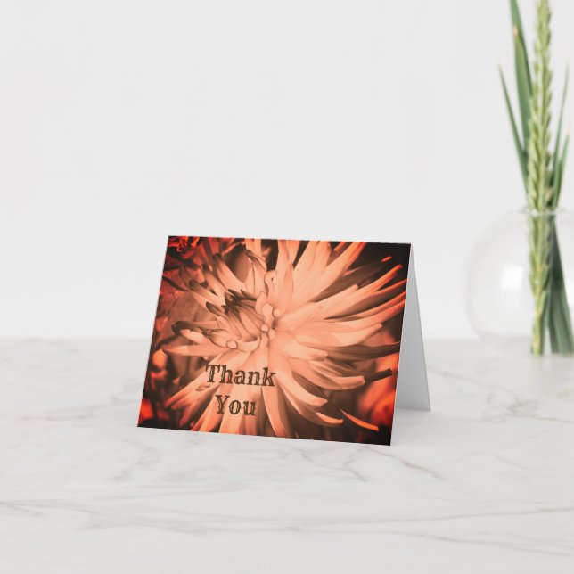 Sepia Dahlia Flower Customizable Thank You Card (Front)