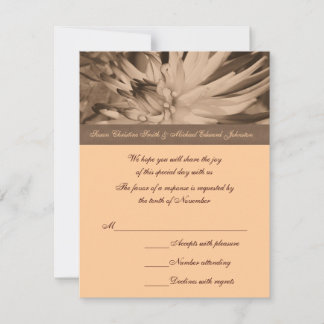 Sepia Dahlia Flower Wedding RSVP Card