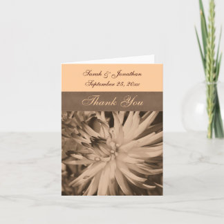 Sepia Dahlia Flower Wedding Thank You Card