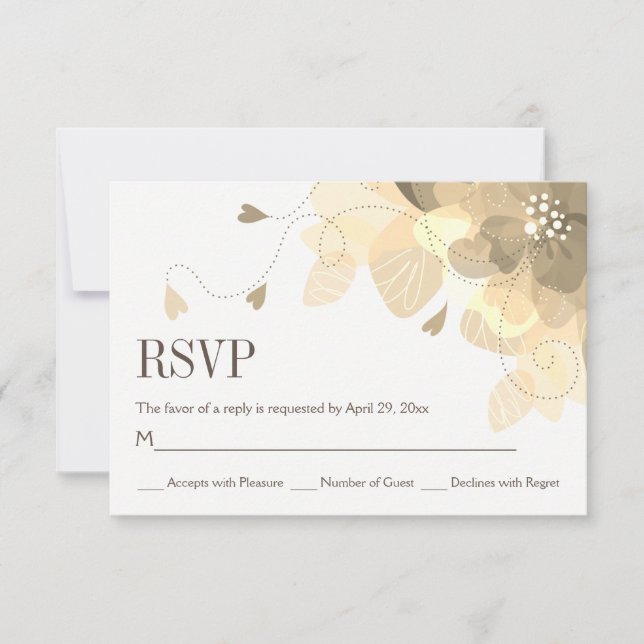 Sepia delicate fall flowers floral wedding RSVP Card (Front)