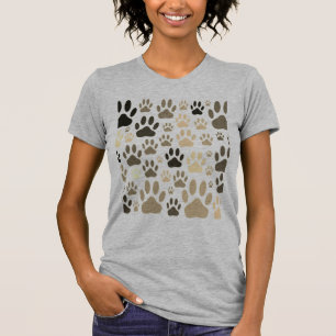 Sepia Dog Paw Prints All Over T-Shirt