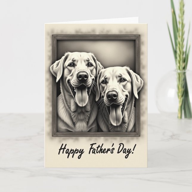 Sepia Dogs Fathers Day Card (Front)