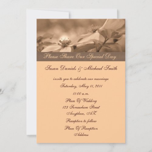 Sepia Dogwood Floral Wedding Invitation