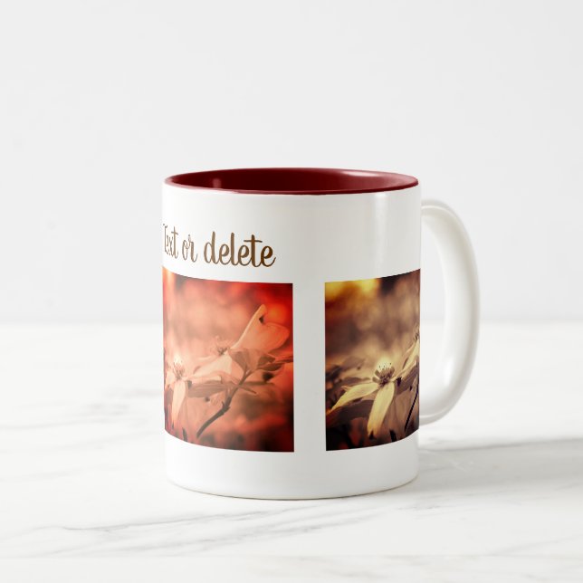 Sepia Dogwood Flower Photography Personalized Two-Tone Coffee Mug (Front Right)