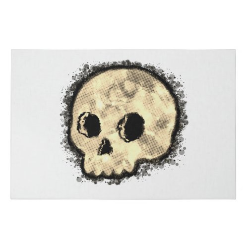 Sepia Dotted Halftone Skull Watercolor Faux Canvas Print