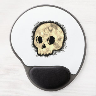Sepia Dotted Halftone Skull Watercolor Gel Mouse Pad