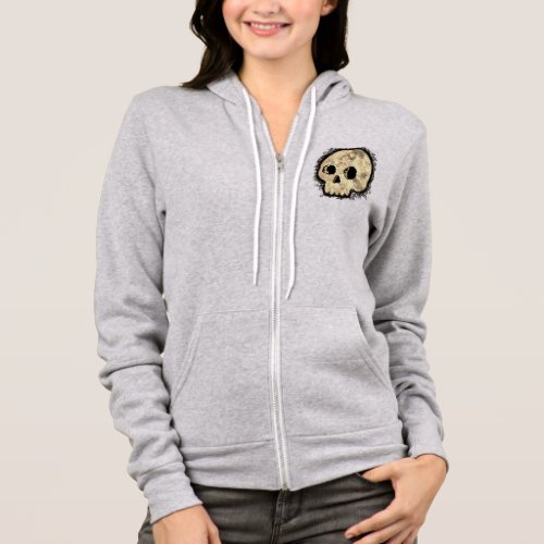 Sepia Dotted Halftone Skull Watercolor Hoodie