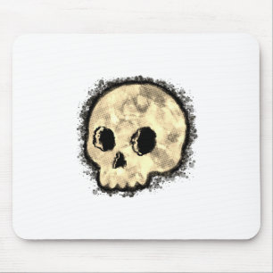 Sepia Dotted Halftone Skull Watercolor Mouse Pad