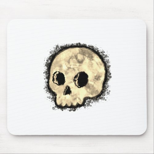 Sepia Dotted Halftone Skull Watercolor Mouse Pad