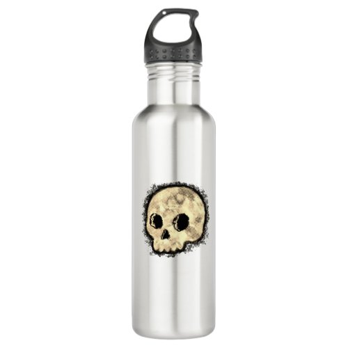 Sepia Dotted Halftone Skull Watercolor Stainless Steel Water Bottle