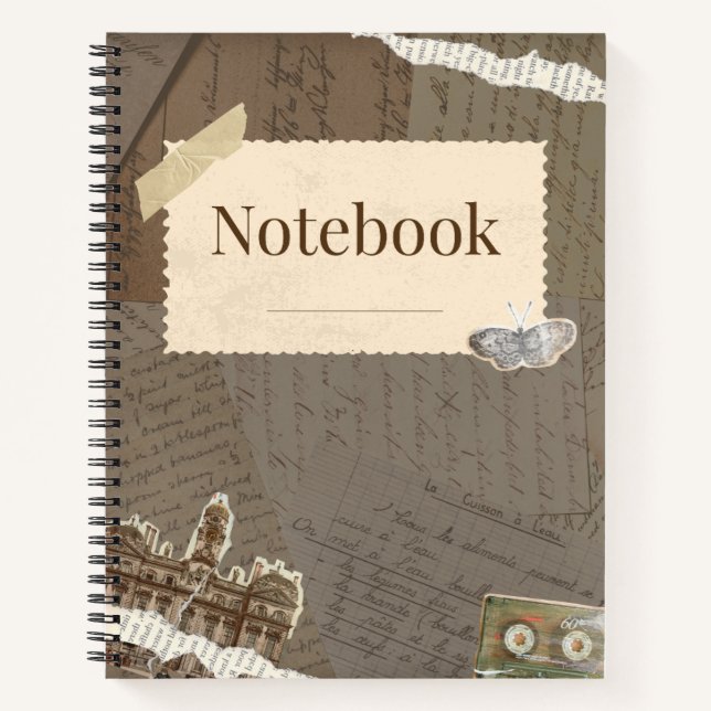 Sepia Dreams Brown Vintage Ephemera Notebook (Front)