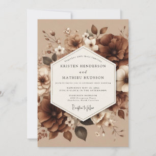Sepia Earthy Bloom Wedding Invitation