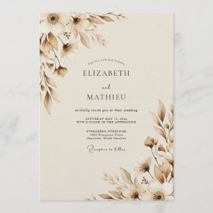 Sepia Earthy Botanical Wedding Invitation