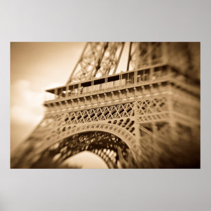 Sepia Eiffel Tower, Paris, France Poster