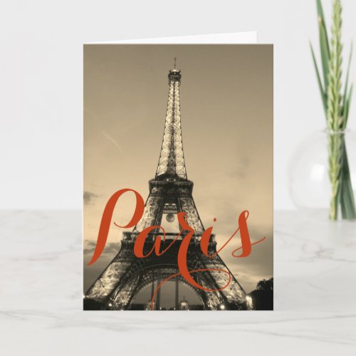 Sepia Eiffel Tower Paris France Vintage Travel Card