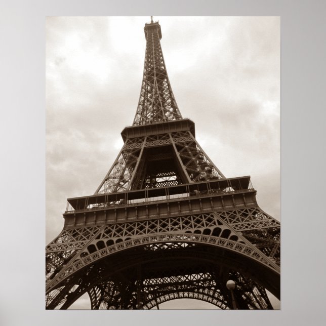 Sepia Eiffel Tower Paris Poster (Front)