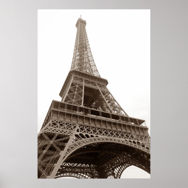 Sepia Eiffel Tower Paris Romance City Poster (Front)