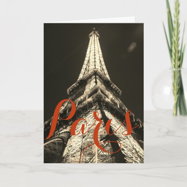 Sepia Eiffel Tower Paris Vintage Old Historical Card (Front)