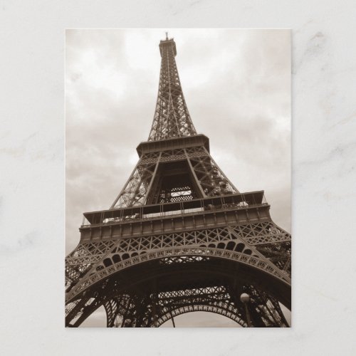 Sepia Eiffel Tower Romance Paris France Postcard