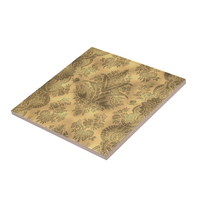 Sepia Faded Vintage Floral Ceramic Tile (Side)