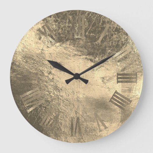 Sepia Faux Gold Roman Leather Glass Urban Large Clock