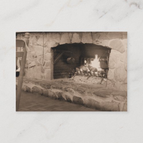 Sepia Fireplace Photo Business Cards