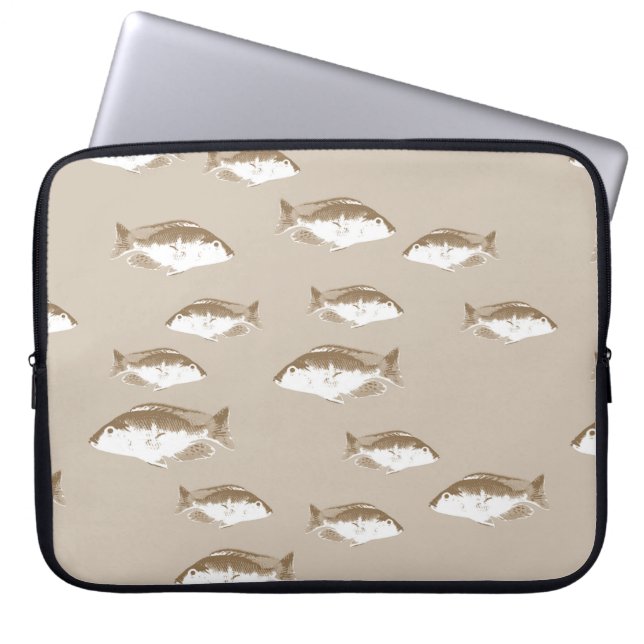 Sepia fish laptop sleeve (Front)