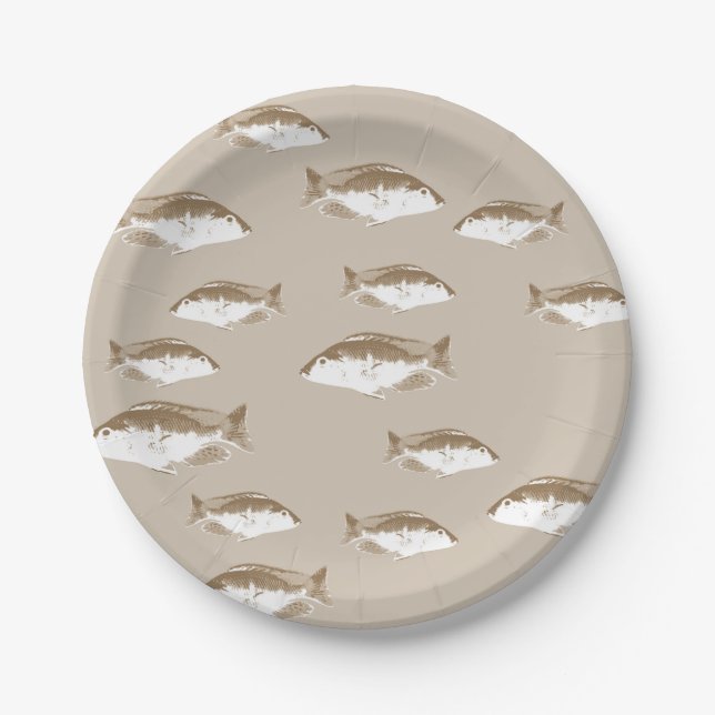Sepia fish paper plates (Front)