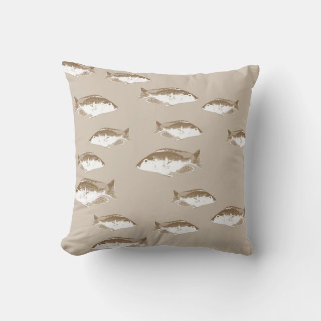 Sepia fish throw pillow (Front)