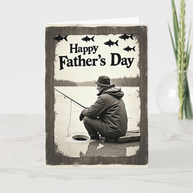 Sepia Fishing Fathers Day Card (Front)