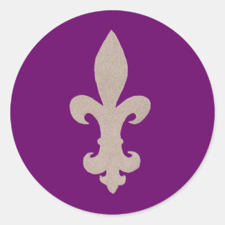sepia Fleur De Lis Classic Round Sticker