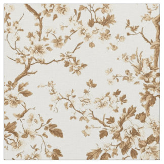 Sepia Floral Branch Toile Pattern Fabric