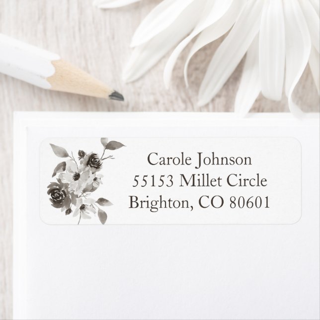 Sepia Floral Return Address Label (Insitu)