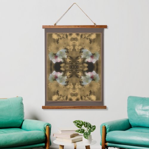 Sepia Flower Blossoms Partial Color Abstract Hanging Tapestry